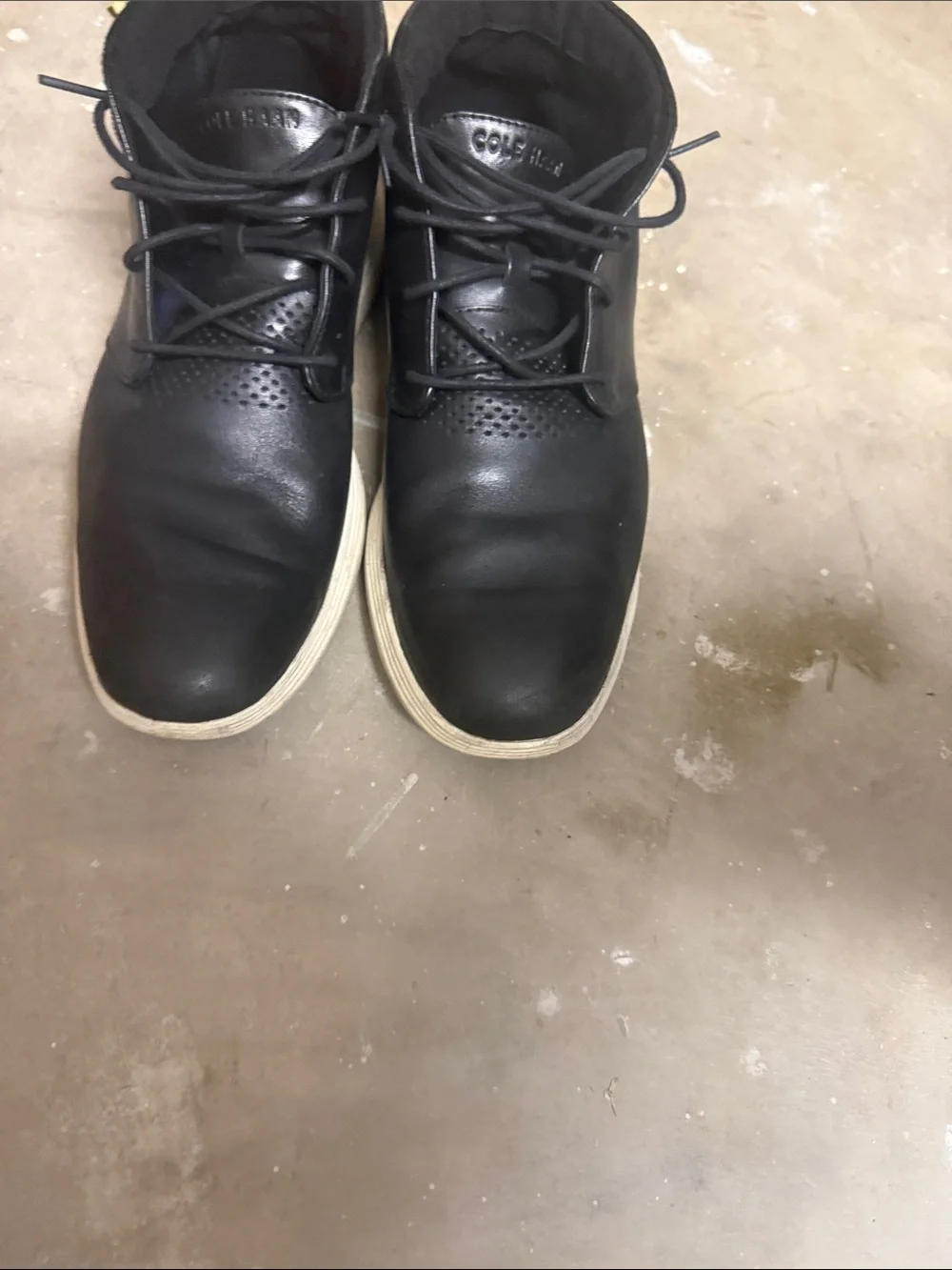 Cole Haan Black Leather Chukka Boots with White Sole